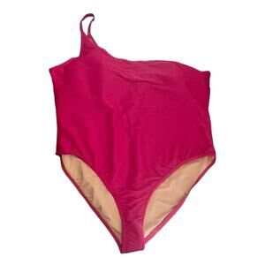 J Crew Ribbed One Piece Swimsuit Wild Hibiscus One Strap Plus Size 24 BH484 New